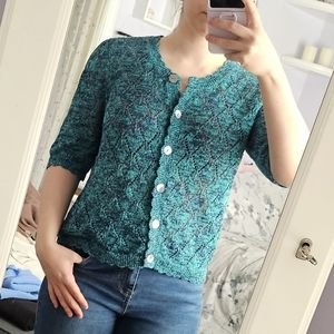 Soft Surroundings Teal Knit Sweater Shirt